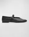 The Row Boheme Leather Mary Jane Ballerina Flats In Black