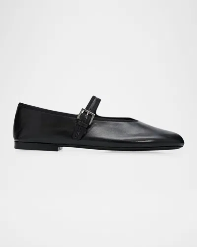 The Row Boheme Leather Mary Jane Ballerina Flats In Black