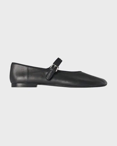 The Row Boheme Leather Mary Jane Ballerina Flats In Blk Black