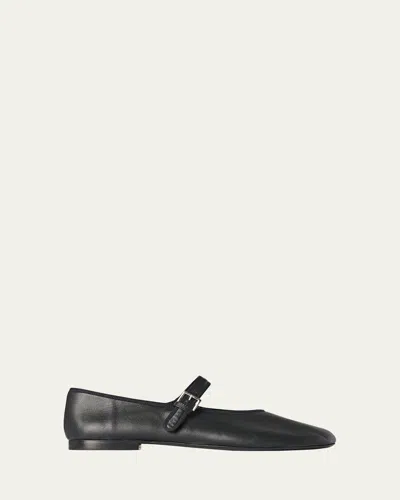 The Row Boheme Leather Mary Jane Ballerina Flats In Black