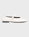 The Row Boheme Leather Mary Jane Ballerina Flats In White