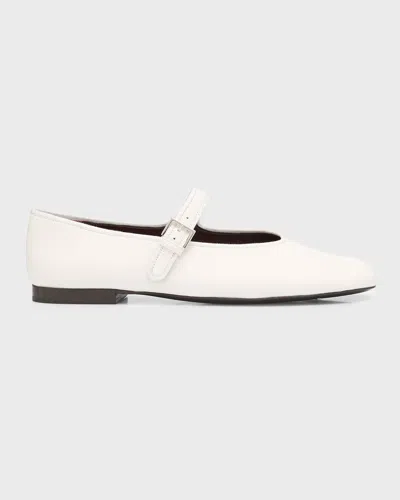 The Row Boheme Leather Mary Jane Ballerina Flats In White