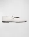 The Row Boheme Leather Mary Jane Ballerina Flats In White