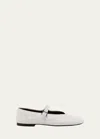The Row Ava Square-toe Leather Mary Jane Flats In Wht White
