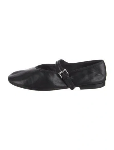 Pre-owned The Row Boheme Leather Mary Jane Flats In Black