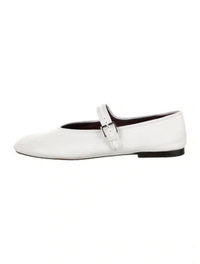 Pre-owned The Row Boheme Leather Mary Jane Flats In White