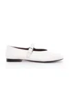 The Row Ava Square-toe Leather Mary Jane Flats In White