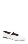 The Row Ava Square-toe Leather Mary Jane Flats In Optic White