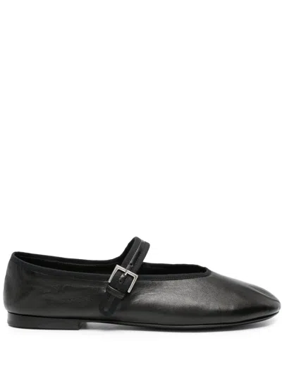 The Row Boheme Leather Mary Jane Flats In Blk Black