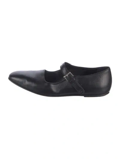 Pre-owned The Row Boheme Mj Flat Leather Mary Jane Flats In Black
