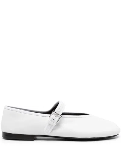 The Row Boheme Mj Leather Ballerina Shoes In White
