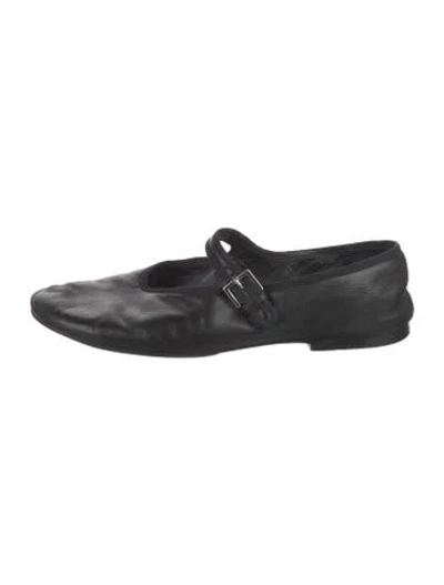 Pre-owned The Row Boheme Mj Leather Mary Jane Flats In Black