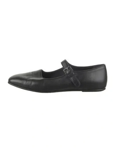 Pre-owned The Row Boheme Mj Leather Mary Jane Flats In Black