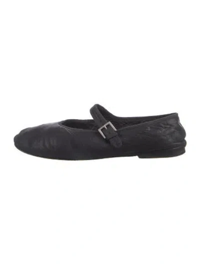 Pre-owned The Row Boheme Mj Leather Mary Jane Flats Leather Mary Jane Flats In Black