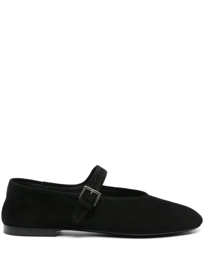 The Row Suede Boheme Mary Jane Flats In Black