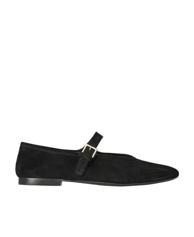 The Row Boheme Mj Suede Ballerina Shoes In Blk Black