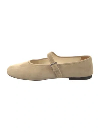 Pre-owned The Row Boheme Mj Suede Mary Jane Flats In Neutral