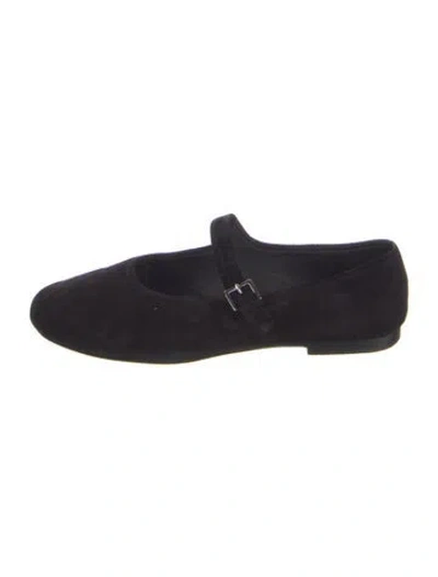 Pre-owned The Row Boheme Suede Mary Jane Flats Suede Mary Jane Flats In Black