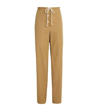 The Row Bonnette Cotton Trousers In Dark Beige