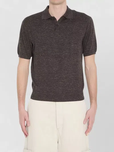 The Row Borges Loose Fit Cashmere Silk Linen Polo In Brown