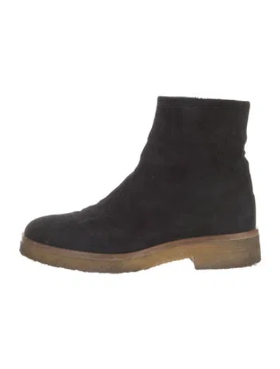 Pre-owned The Row Boris Suede Combat Boots In Black