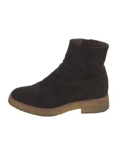 Pre-owned The Row Boris Suede Combat Boots In Black