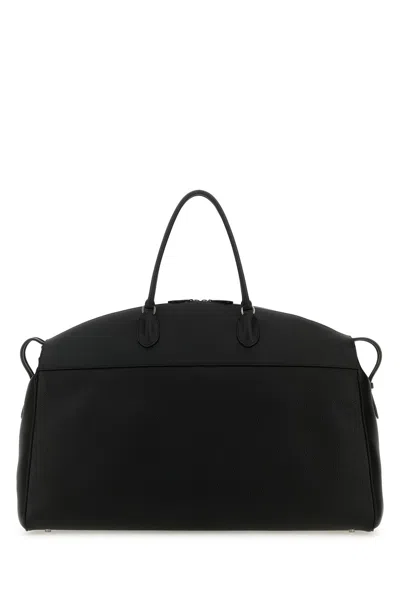 THE ROW THE ROW BLACK LEATHER GEORGE TRAVEL BAG