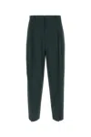 The Row Pantalone Silas Dalla Gamba Ampia Verde Bottiglia In Lana E Viscosa  Uomo