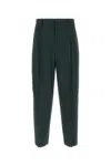 The Row Pantalone Silas Dalla Gamba Ampia Verde Bottiglia In Lana E Viscosa  Uomo In Darkgreen