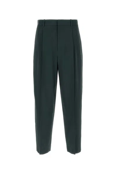 The Row Bottle Green Wool And Viscose Silas Wide-leg Pant