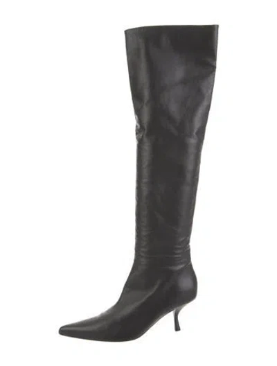 Pre-owned The Row Bourgeoise Leather Boots In Black