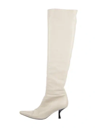 Pre-owned The Row Bourgeoise Leather Boots In Neutral