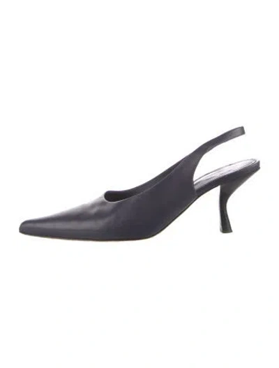Pre-owned The Row Bourgeoise Leather Slingback Leather Slingback Pumps In Blue