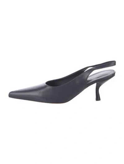 Pre-owned The Row Bourgeoise Leather Slingback Pumps In Blue