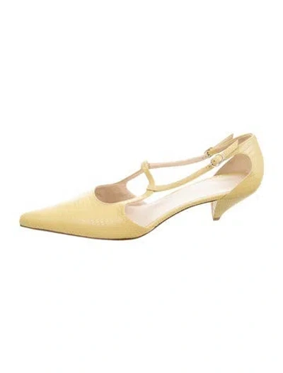 Pre-owned The Row Bourgeoise Salomé Lizard D'orsay Pumps In Yellow