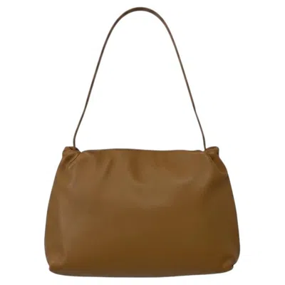 Pre-owned The Row Bourse Bag Taupe Nappa Leather Xl Bubble Clutch / Shoulder Bag Authentic In Brown