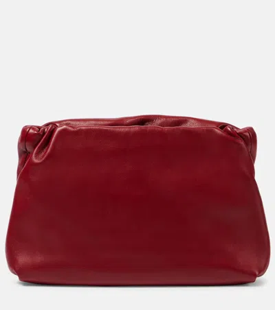 The Row Bourse Leather Clutch In Red