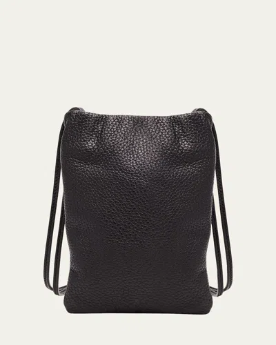The Row Bourse Phone Case In Deer Leather In Black
