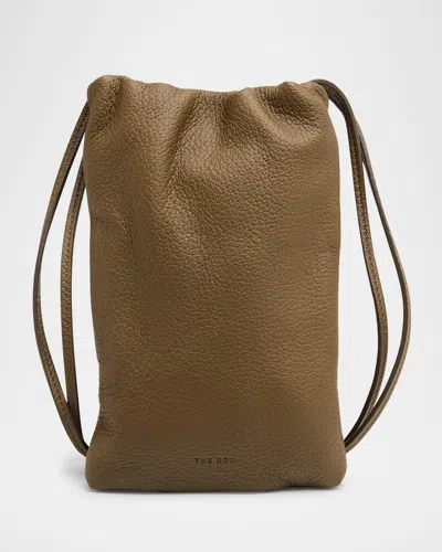 The Row Bourse Phone Case In Deer Leather In Green