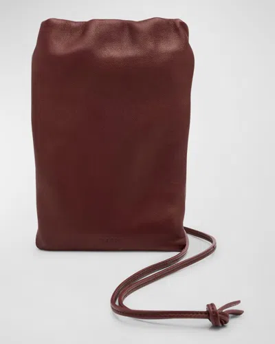 The Row Bourse Phone Case In Napa Leather In Burgundy