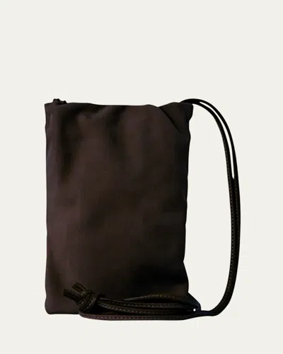 The Row Bourse Phone Case In Nubuck Leather In Diis Dark Aniline Ans