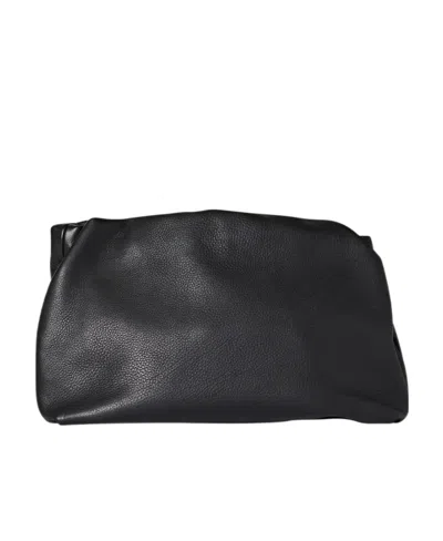 The Row Bourse Pleated Crossbody Bag In Black