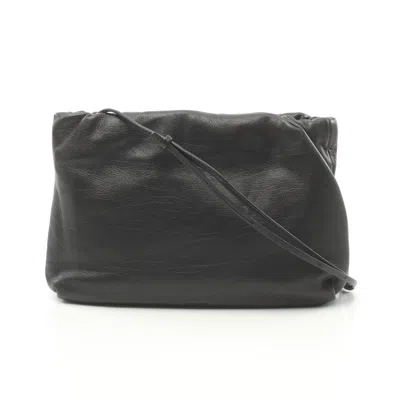 The Row Bourse Shoulder Bag Leather In Black