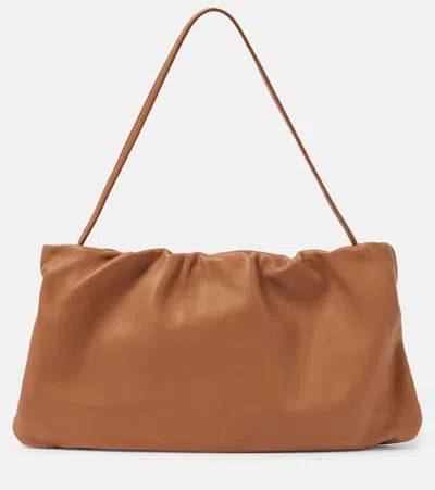 The Row Bourse Xl Leather Shoulder Bag In Brown