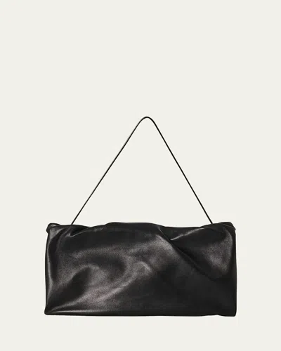 The Row Bourse Xl Shoulder Bag In Napa Leather In Blans Black Ans