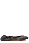 The Row Bow Detailed Slip-on Flat Shoes In Charcoal