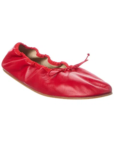 The Row Bow Leather Flat In Red