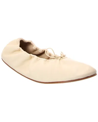 The Row Bow Leather Flat In White