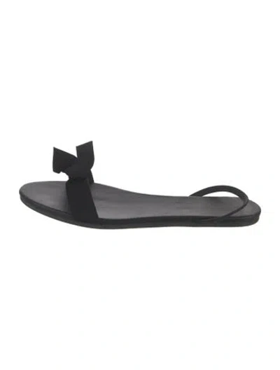 Pre-owned The Row Bow Leather Sandals In Black