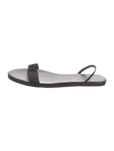 Pre-owned The Row Bow Leather Slingback Sandals In Black